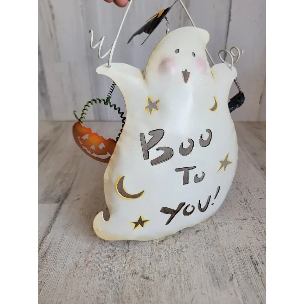 Metal Halloween boo to you ghost sign hanging wall decor‎ cute